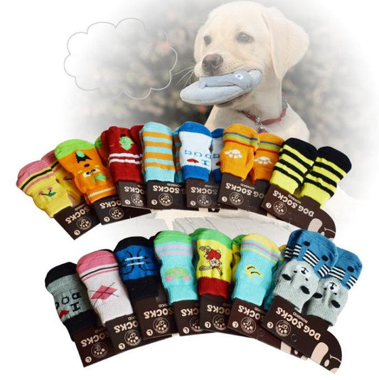 Pet dog socks shoes indoor antiskid sock Random Color.